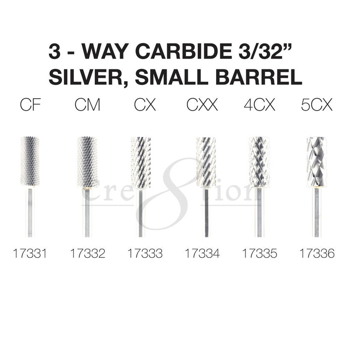 3 - Way Carbide 3/32" Silver, Small Barrel