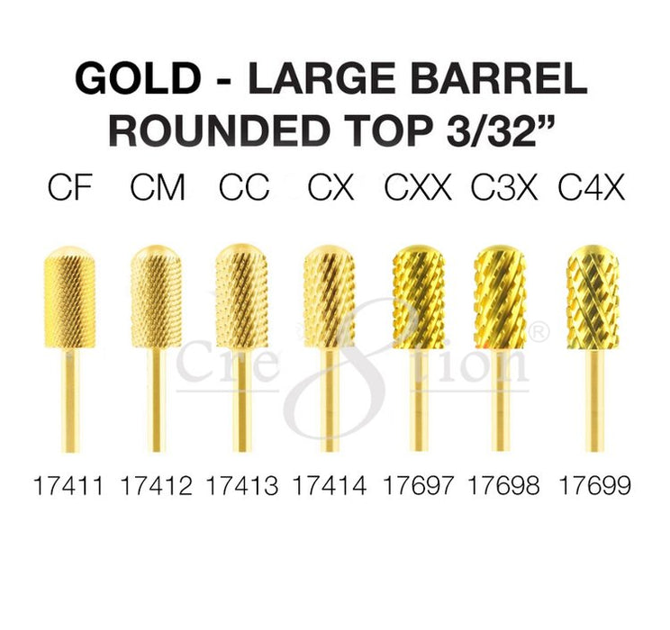 Gold - Large Barrel Rounded Top 3/32"